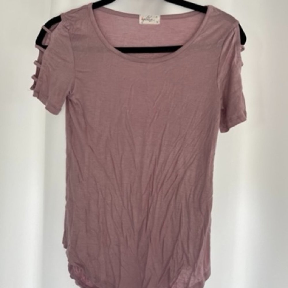 Lavender Tee with Sleeve Detailing